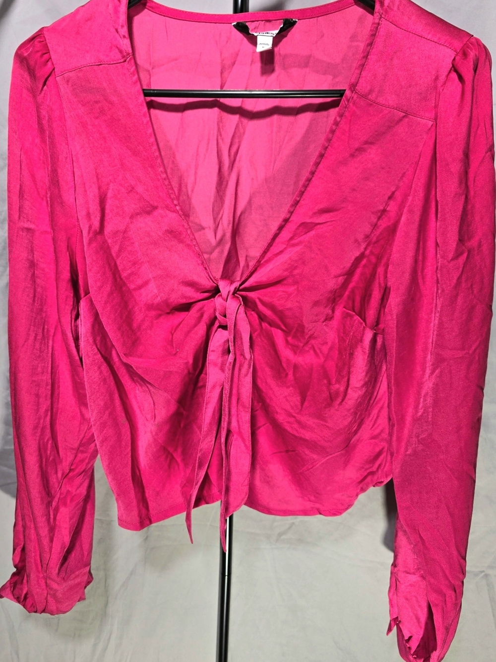 Express Fuchsia Pink Tie-Front Crop Top